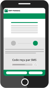 Affichage sur l'écran, code reçu par sms